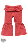 Red ruffled pants on a white background There’s no denying how cute your cowgirl will look in our Little Girl’s Vibrant Ruffle Leg Flare Jean. These flares are crafted from a soft cotton blend with a hint of stretch for extra comfort. They feature an elastic waist for easy changing, ruffles along the back for extra flair, and ruffled legs that will have her ready for the rodeo.
 Fit: Regular
 Waist: Elastic
 Leg: Flare back