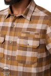 5.11 Tactical 72532 Lester Heavyweight Flannel Long Sleeve Shirt in Dark Earth Check (1304) pocket detail view