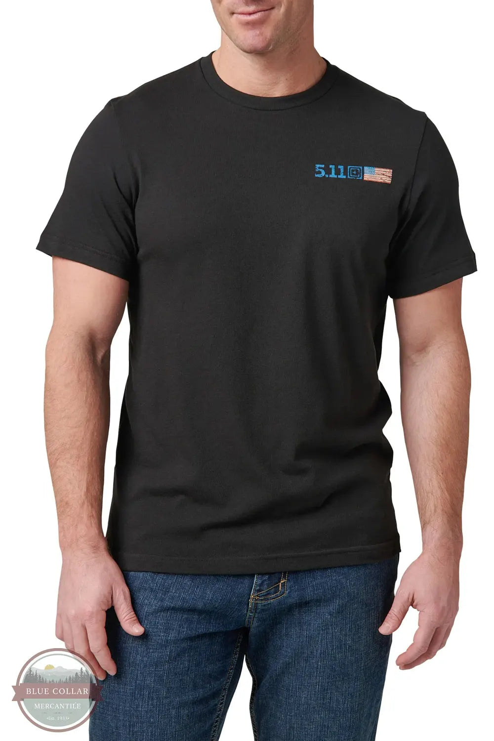 5.11 Tactical 76163 American Flag Short Sleeve T-Shirt 019 Black Front View