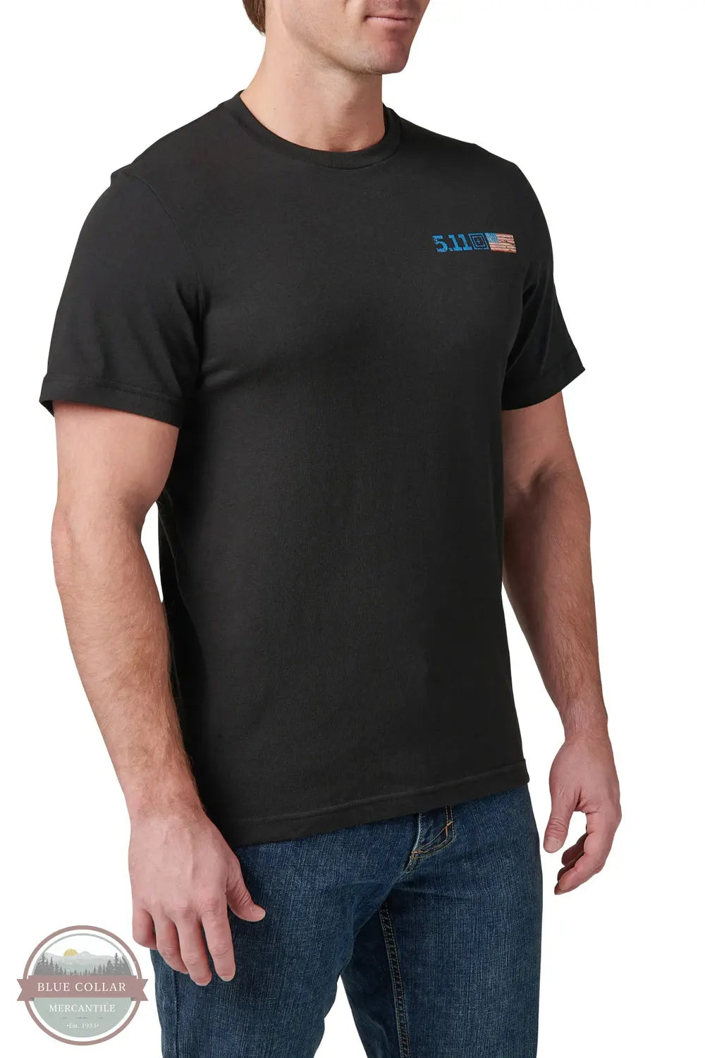 5.11 Tactical 76163 American Flag Short Sleeve T-Shirt 019 Black front side view