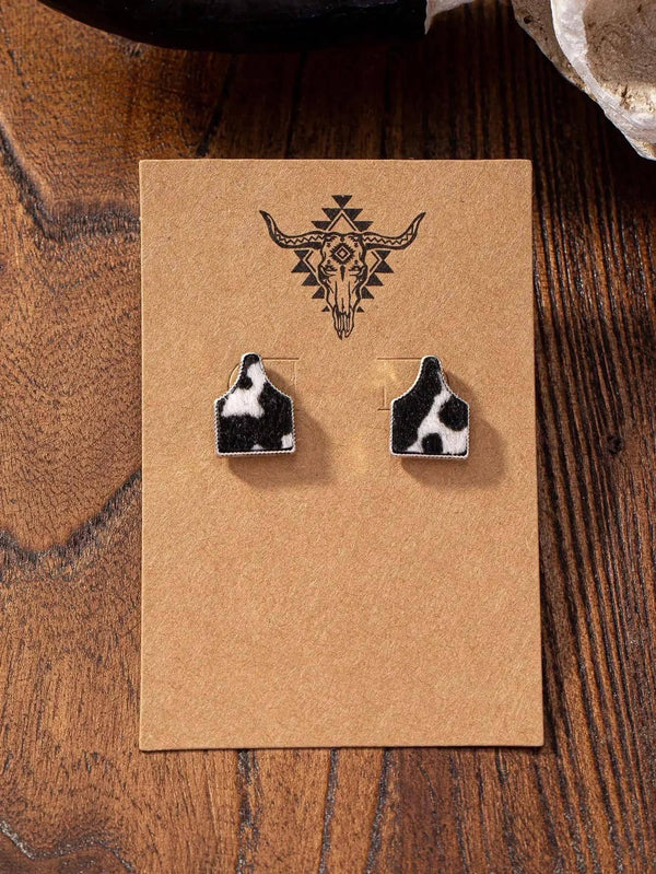 Cow Tag - Turquoise Stud Earrings