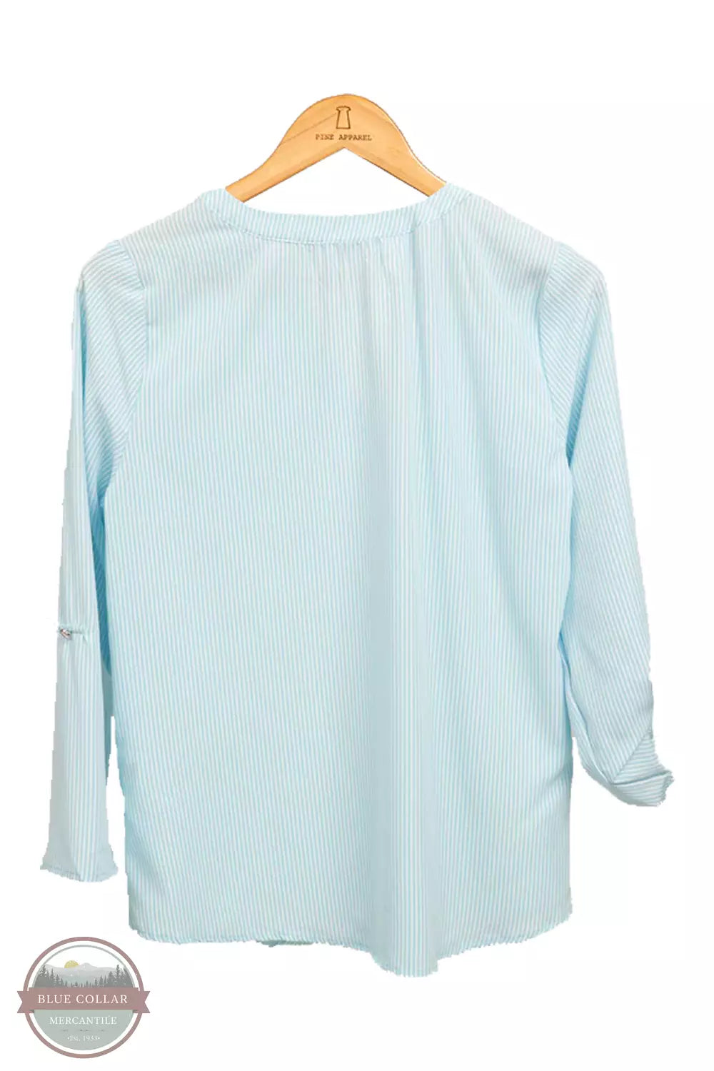 Adrienne Vittadini VW31239 Mandarin Neck 3/4 Roll Tab Sleeve Shirt Back View