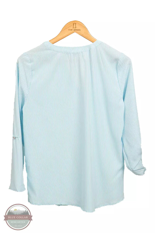 Adrienne Vittadini VW31239 Mandarin Neck 3/4 Roll Tab Sleeve Shirt Back View