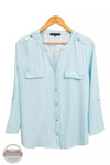 Adrienne Vittadini VW31239 Mandarin Neck 3/4 Roll Tab Sleeve Shirt Front View