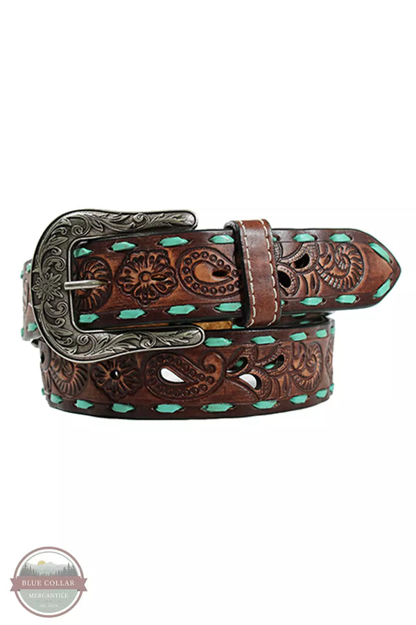 Angel Ranch D140004202 Turquoise Buck Lace Belt Front View