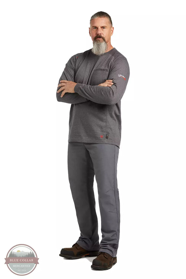 Ariat 10039429 Flame Resistant Air Life on the Line Graphic Long Sleeve T-Shirt in Charcoal Heather Full View
