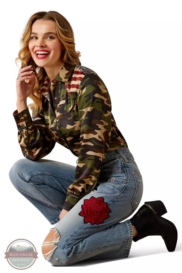 Ariat 10048261 Ultra High Rise Rodeo Quincy Tomboy Straight Jeans in Dominca Action View