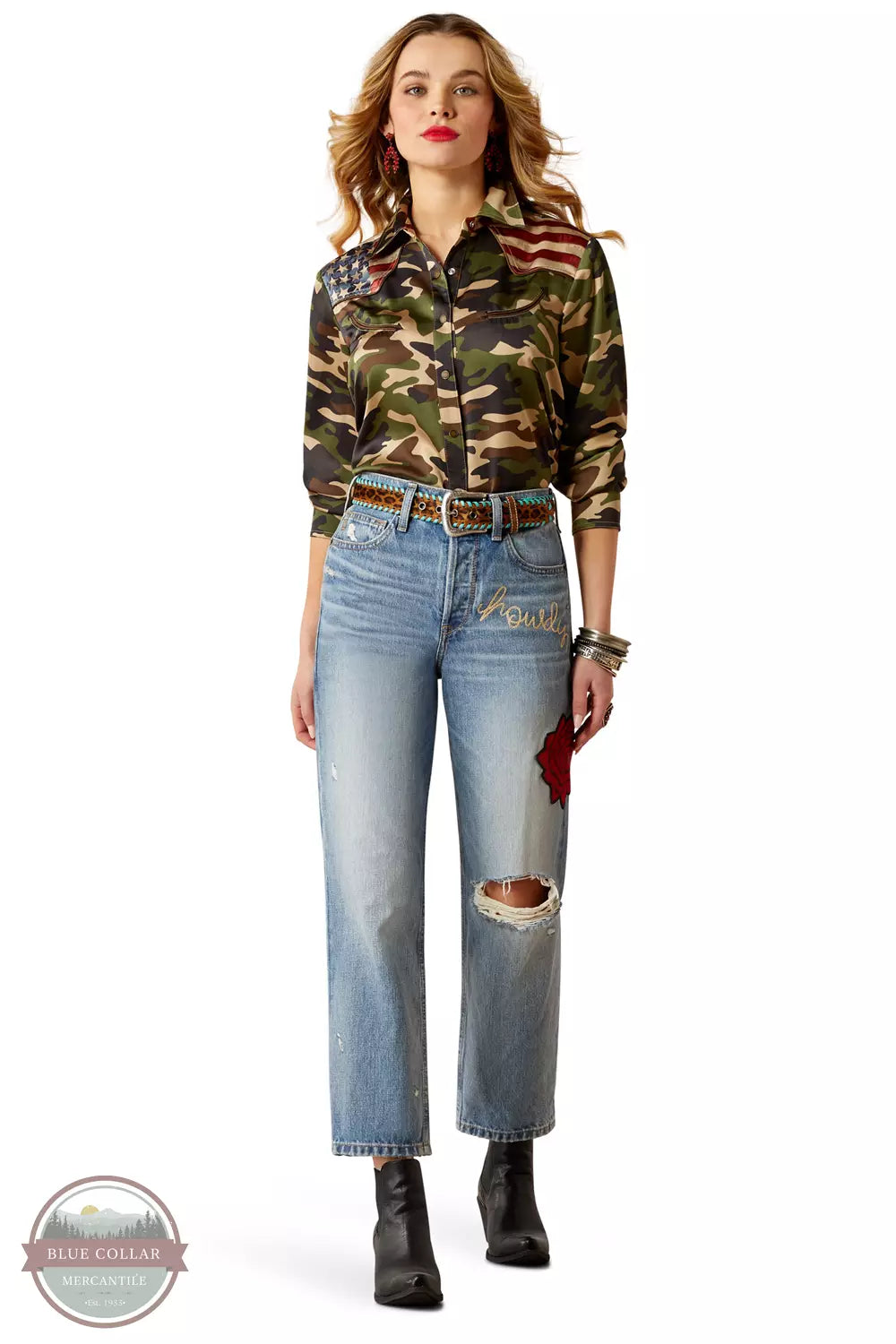 Ariat 10048261 Ultra High Rise Rodeo Quincy Tomboy Straight Jeans in Dominca Full View