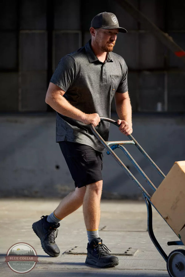 Ariat 10048617 Rebar Foreman Short Sleeve Polo Shirt in Charcoal Heather Life View