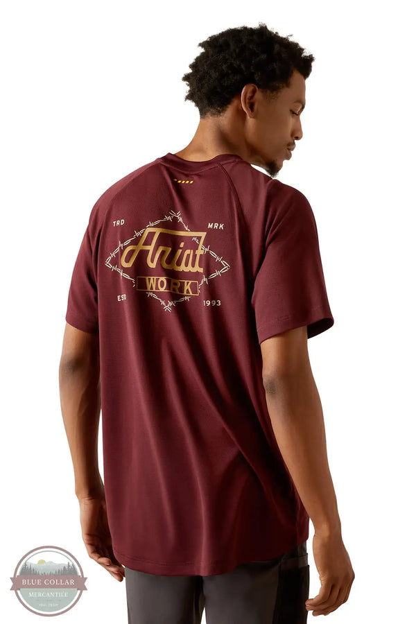 Ariat 10054425 Rebar Heat Fighter Wired Short Sleeve T-Shirt in Maroon, rear