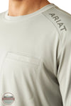 Ariat 10054428 Rebar Sunblocker Long Sleeve T-Shirt in Gray, front square