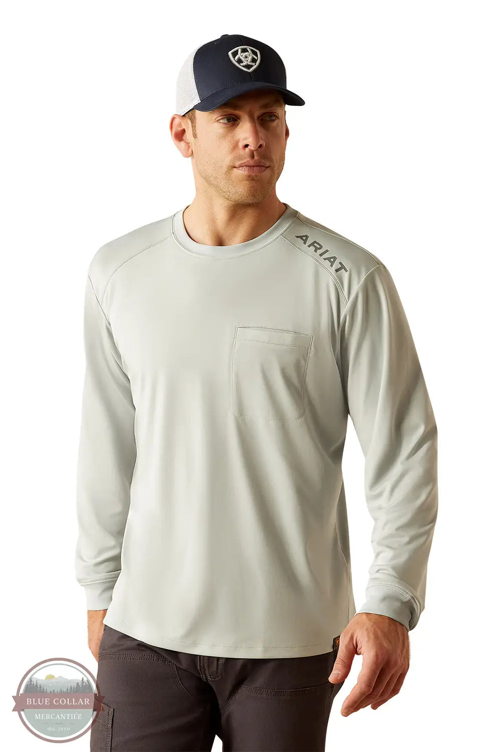 Ariat 10054428 Rebar Sunblocker Long Sleeve T-Shirt in Gray, front