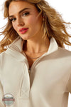 Ariat 10054496 Breeze Logo 1/2 Zip Sweatshirt in Cream, zoom zipper