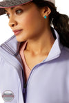 Ariat 10054498 Breeze Logo 1/2 Zip Sweatshirt in Lilac, zipper zoom