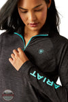 Ariat 10054519 Laguna 1/4 Zip Pullover in Dark Gray, zipper zoom