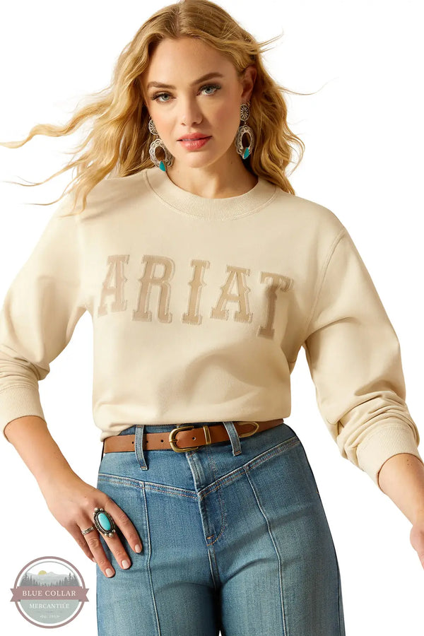 Ariat 10054499 Essential Crew Sweatshirt in Tan, front