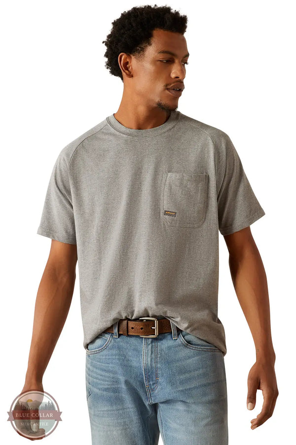 Ariat 10054510 Rebar Cotton Strong Buddy Short Sleeve T-Shirt in Gray, front