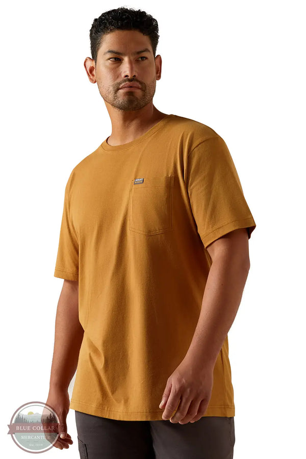 Ariat 10054511 Rebar Cotton Strong Groundbreaker Short Sleeve T-Shirt in Brown, front
