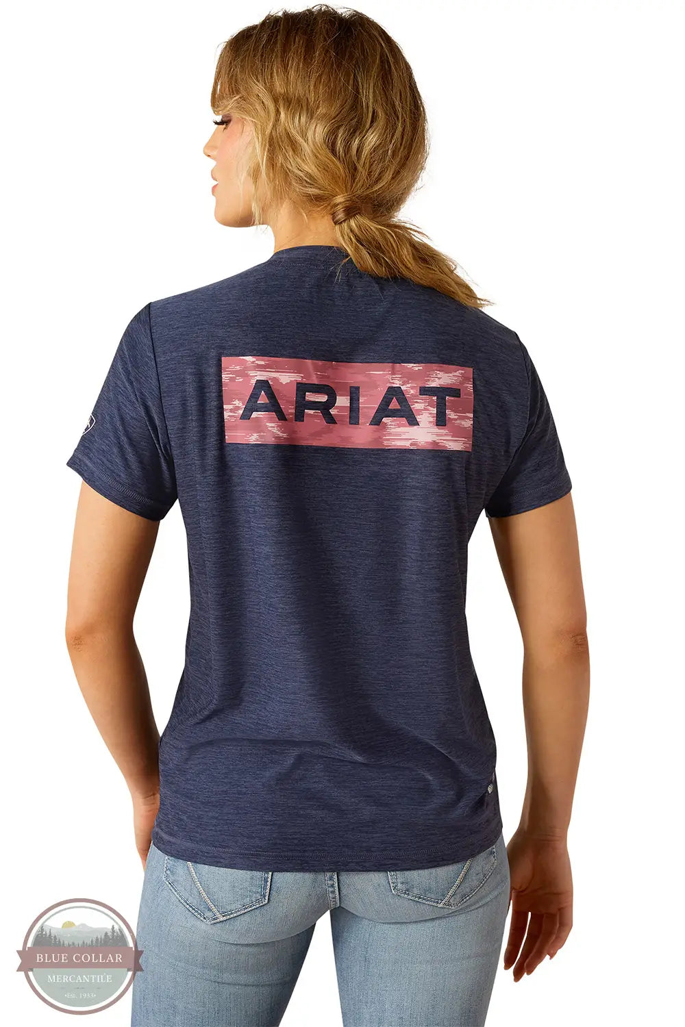 Ariat 10054524 Laguna Back Logo Short Sleeve T-Shirt in Blue, rear