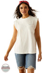 Ariat 10054580 Sleeveless Repaired Pocket T-Shirt in White, front