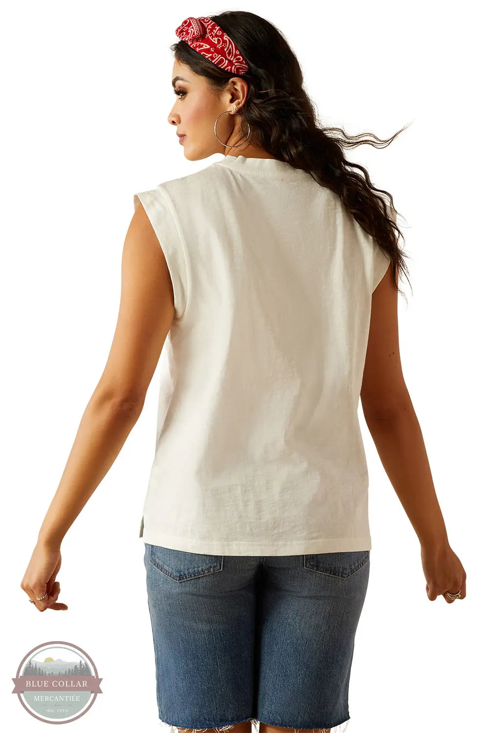 Ariat 10054580 Sleeveless Repaired Pocket T-Shirt in White, rear