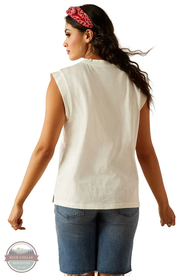 Ariat 10054580 Sleeveless Repaired Pocket T-Shirt in White, rear