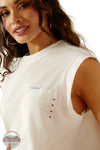 Ariat 10054580 Sleeveless Repaired Pocket T-Shirt in White, sleeve zoom