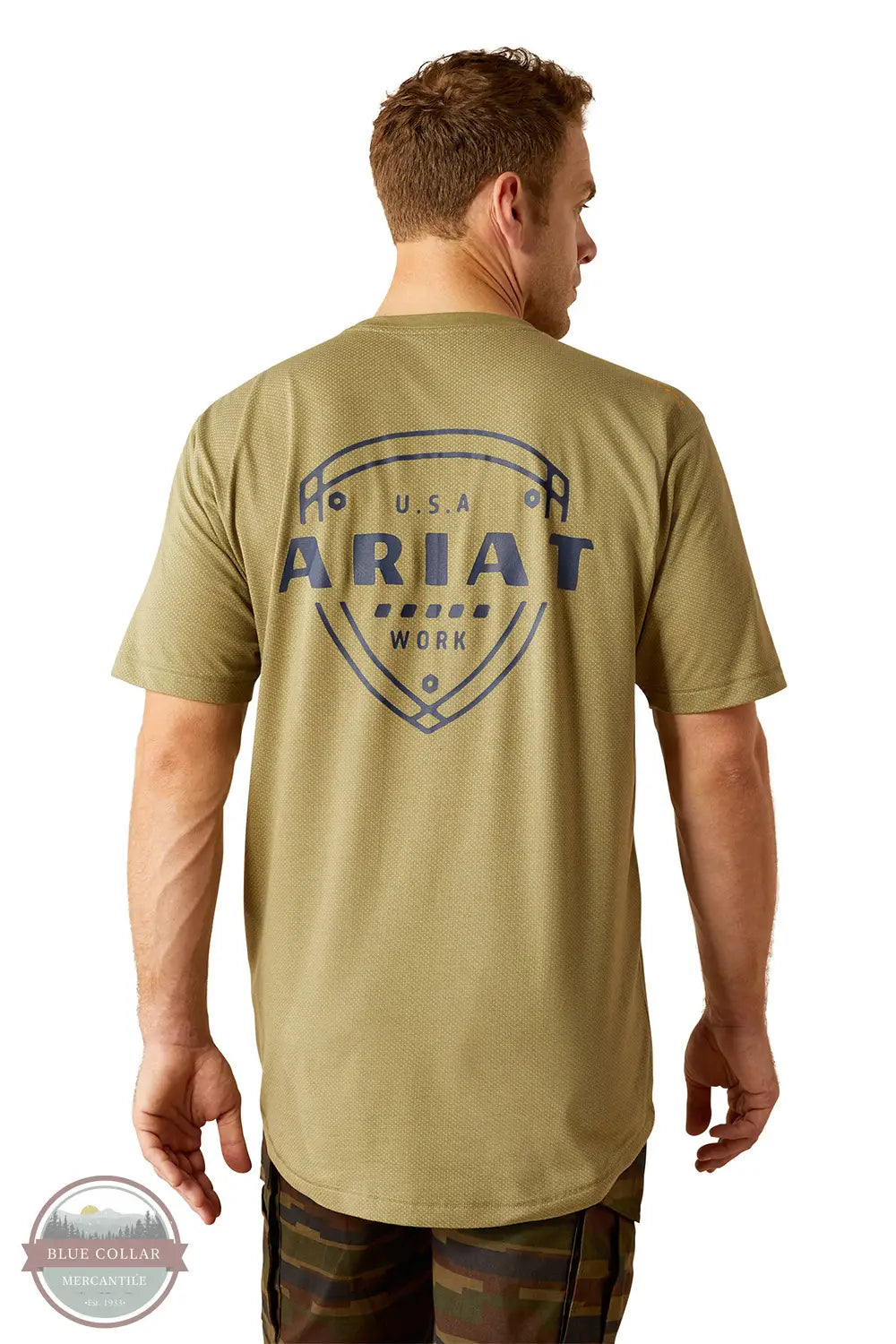 Ariat 10054589 Rebar Workman 360 Shield Short Sleeve T-Shirt in Green, rear