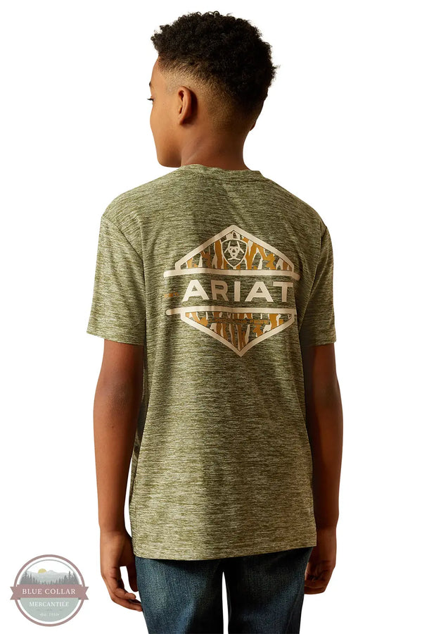 Ariat 10054755 Tree Bark Camo Charger Short Sleeve T-Shirt in green, rear