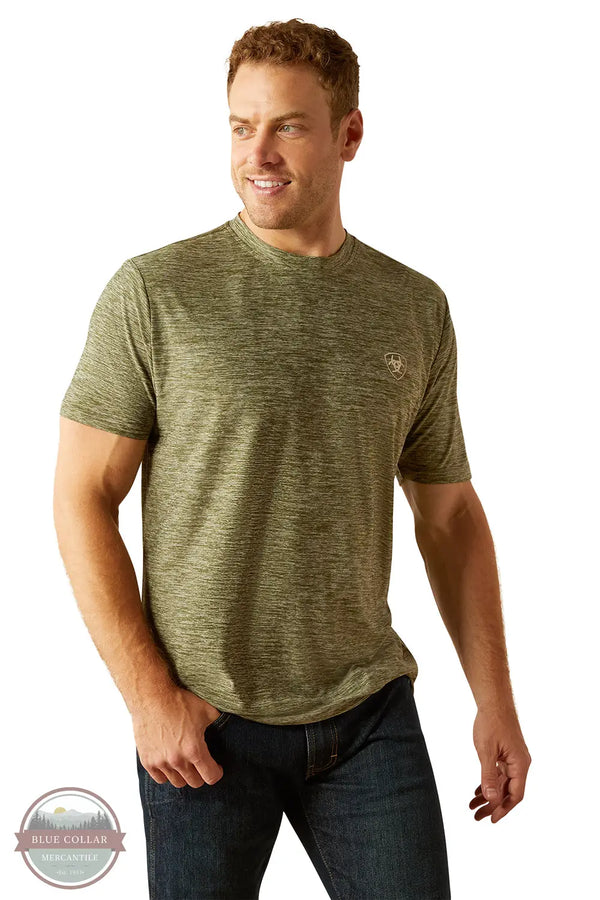 Ariat 10054763 Tree Bark Camo Charger Short Sleeve T-Shirt in Green, front