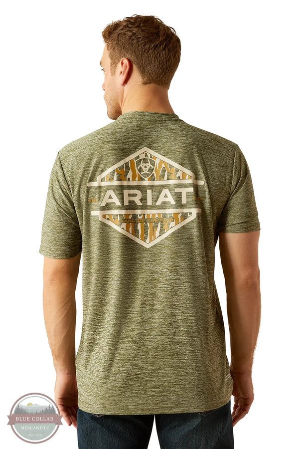 Ariat 10054763 Tree Bark Camo Charger Short Sleeve T-Shirt in Green, rear