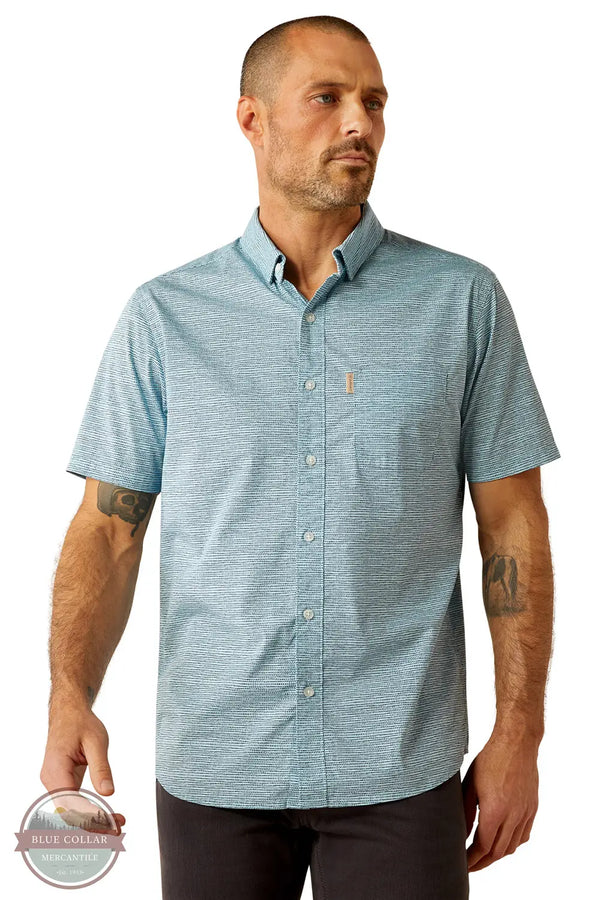Ariat 10054849 Monte Modern Fit Short Sleeve Shirt in Blue, front