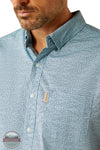 Ariat 10054849 Monte Modern Fit Short Sleeve Shirt in Blue, pocket/collar