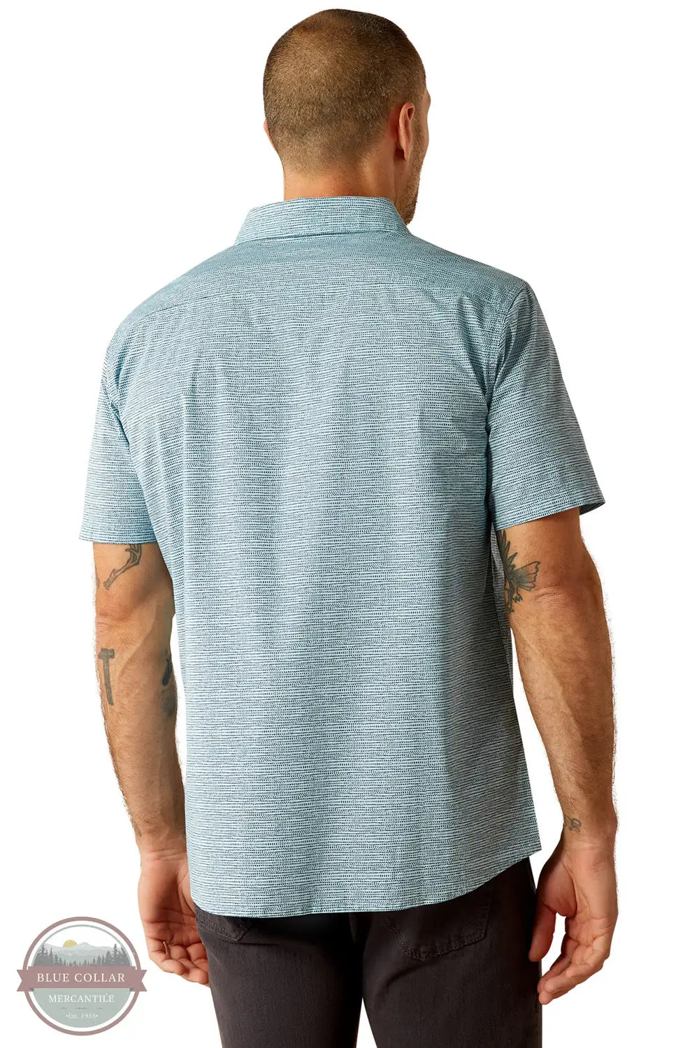 Ariat 10054849 Monte Modern Fit Short Sleeve Shirt in Blue, rear