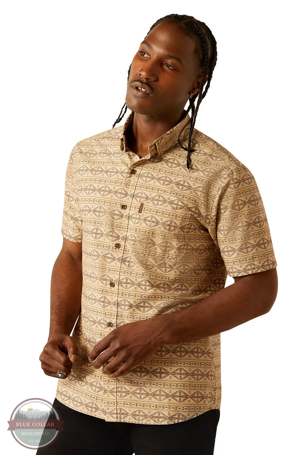 Ariat 10054850 Short Sleeve Merritt Modern Fit Shirt in Tan, front