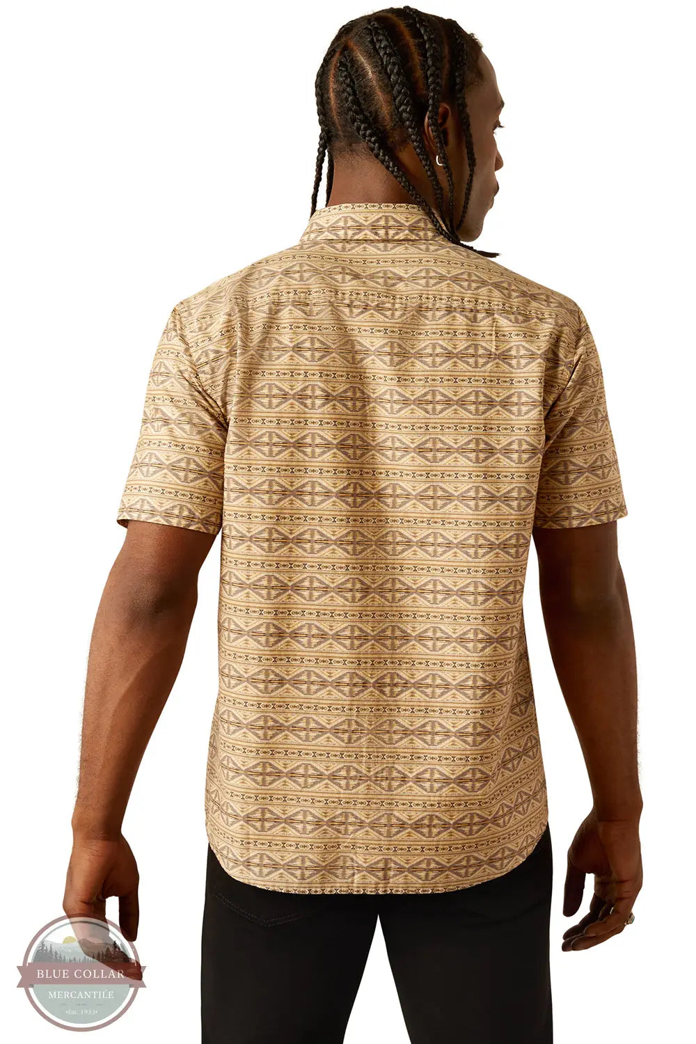 Ariat 10054850 Short Sleeve Merritt Modern Fit Shirt in Tan, rear