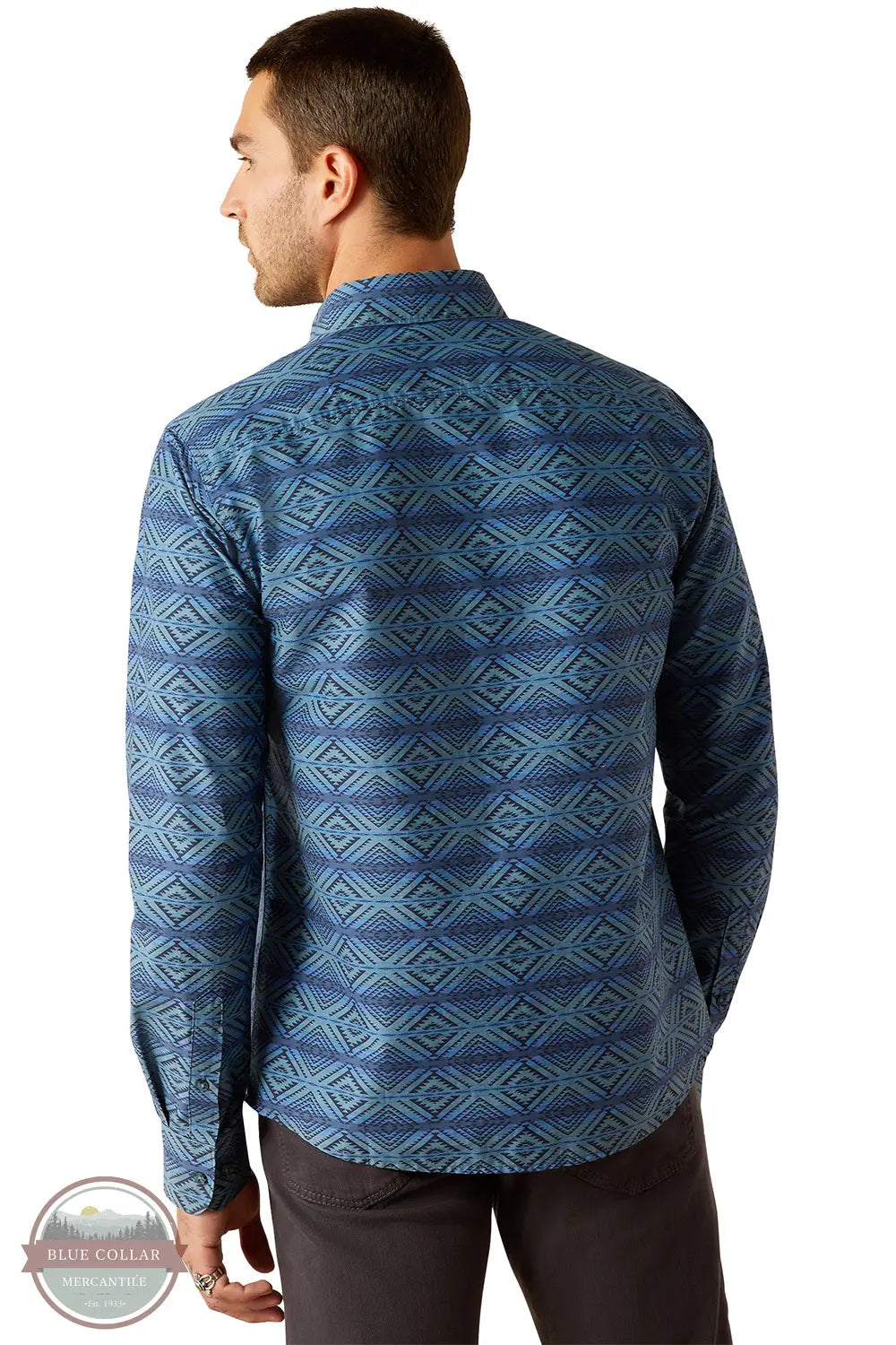 Ariat 10054852 McKay Modern Fit Long Sleeve Shirt in Blue, rear