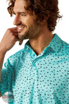 Ariat 10054867 Short Sleeve Charger 2.0 Printed Polo Shirt in Teal, zoom