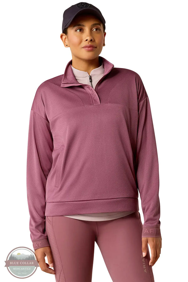 Ariat 10054887 Breathe 1/2 Zip Sweatshirt in Mauve, front