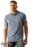 Ariat 10054906 Retro Blue Ridge Short Sleeve Polo Shirt in Blue, front