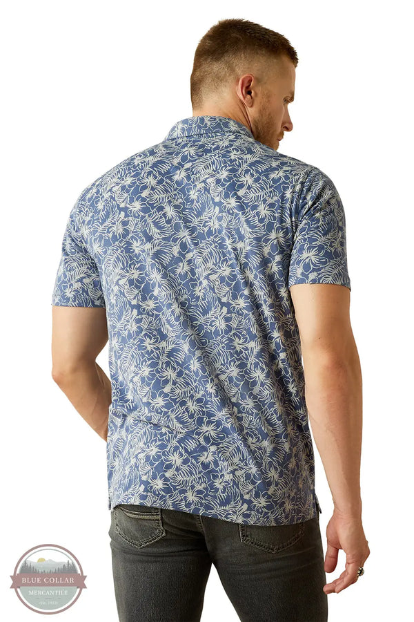Ariat 10054906 Retro Blue Ridge Short Sleeve Polo Shirt in Blue, rear