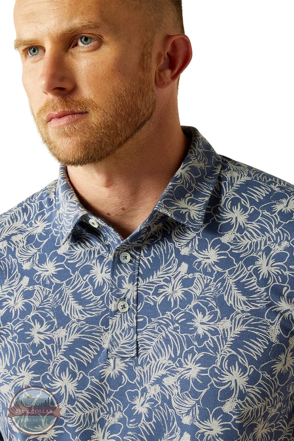 Ariat 10054906 Retro Blue Ridge Short Sleeve Polo Shirt in Blue, zoom