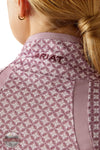 Ariat 10054953 SunStopper 3.0 1/4 Zip Baselayer Top in Purple, rear logo