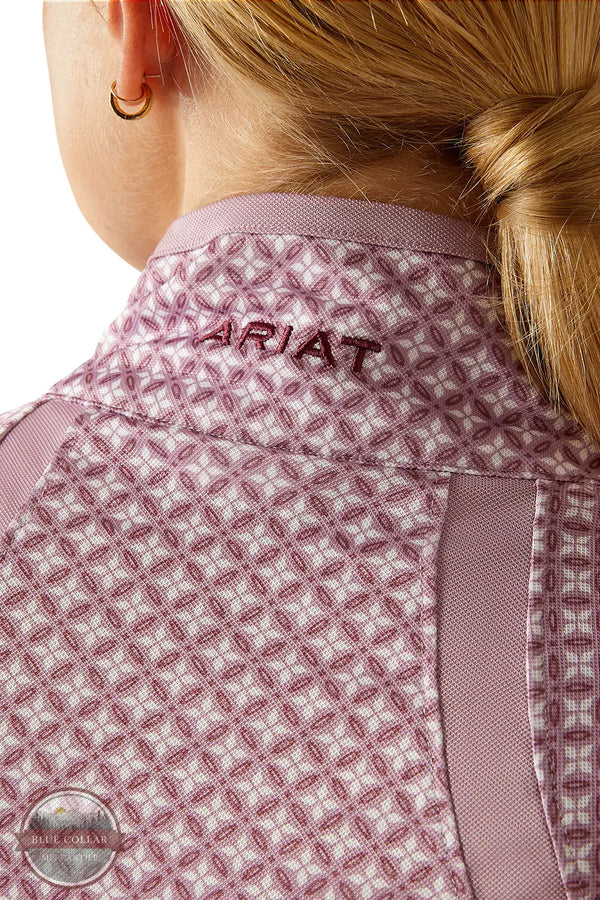 Ariat 10054953 SunStopper 3.0 1/4 Zip Baselayer Top in Purple, rear logo