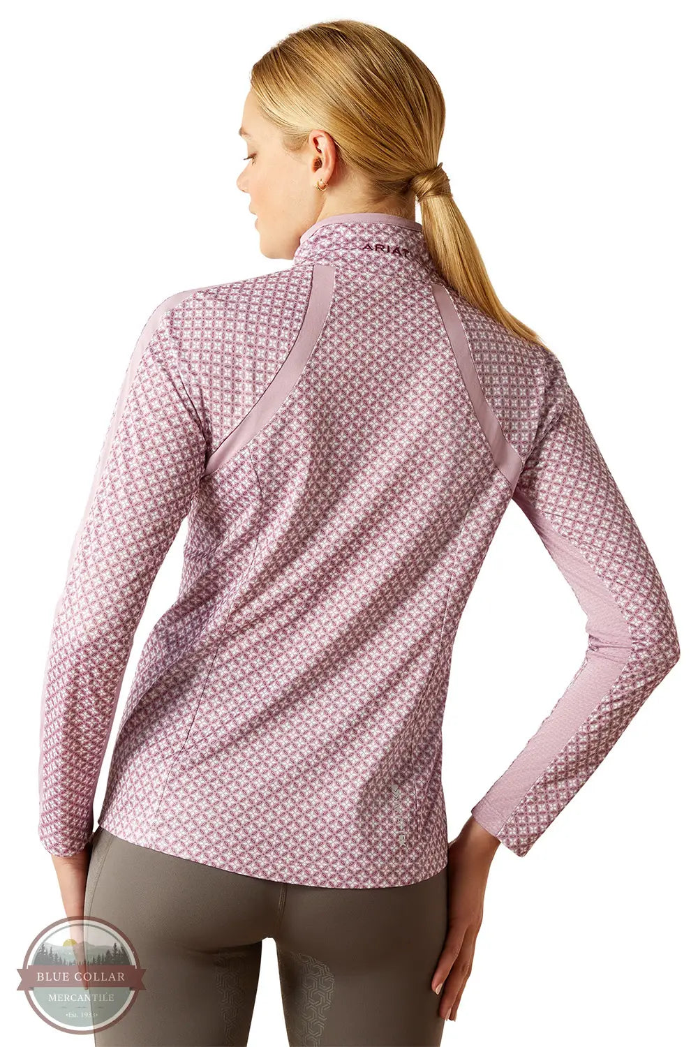 Ariat 10054953 SunStopper 3.0 1/4 Zip Baselayer Top in Purple, rear
