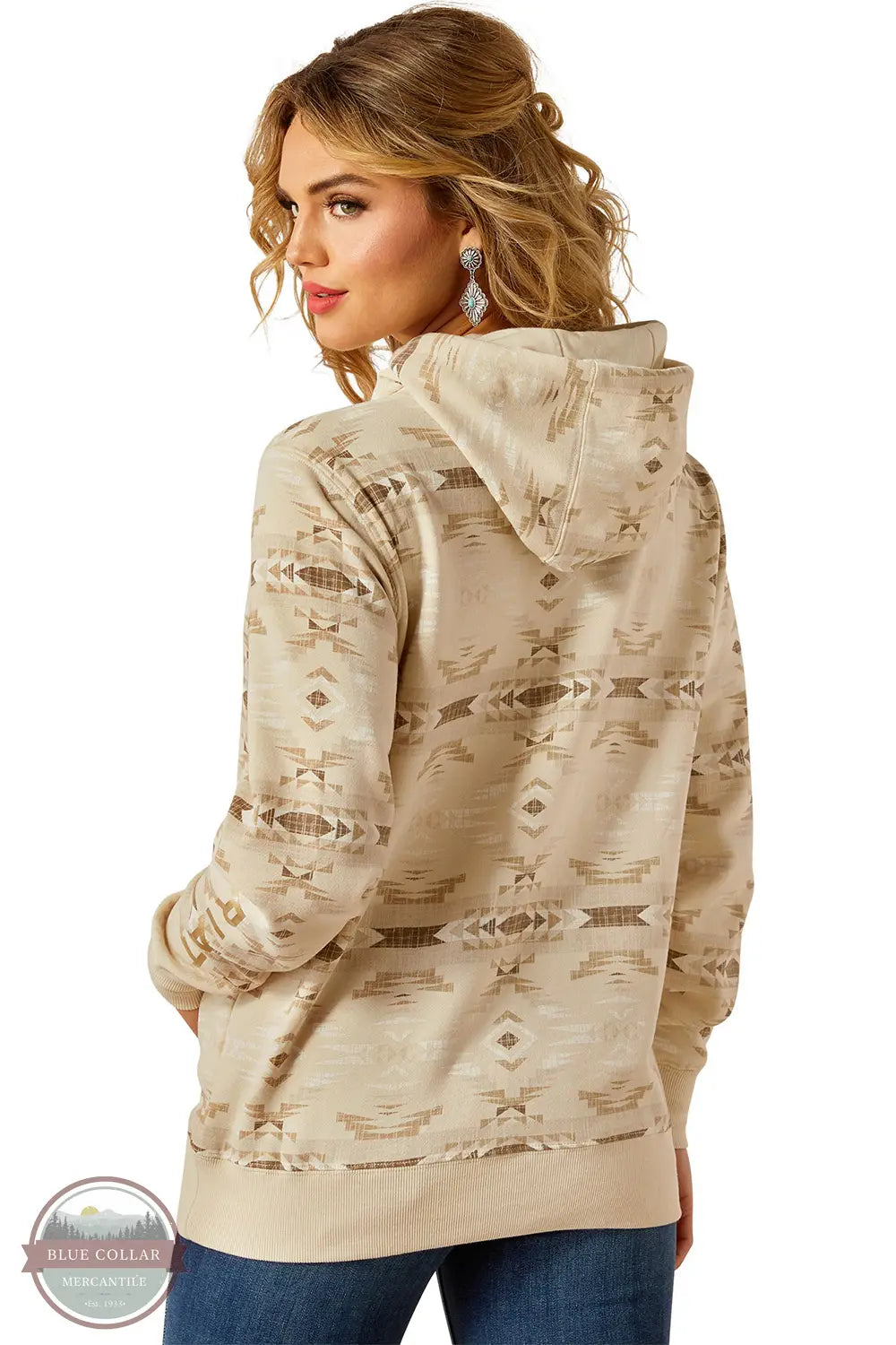 Ariat 10055021 Logo 2.0 Allover Southwest Print Hoody in tan, rear