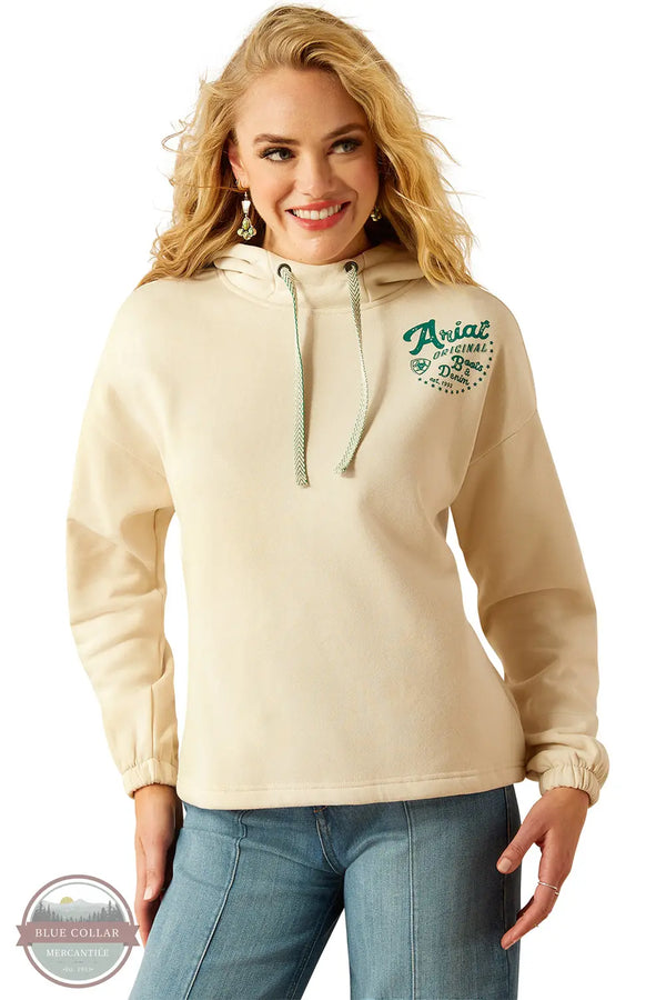 Ariat 10055028 Essential Retro Logo Hoody in Cream, front
