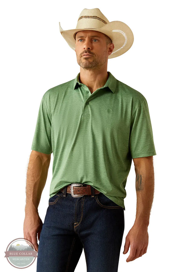 Ariat 10055125 Charger 2.0 Polo Short Sleeve Shirt in Green, front