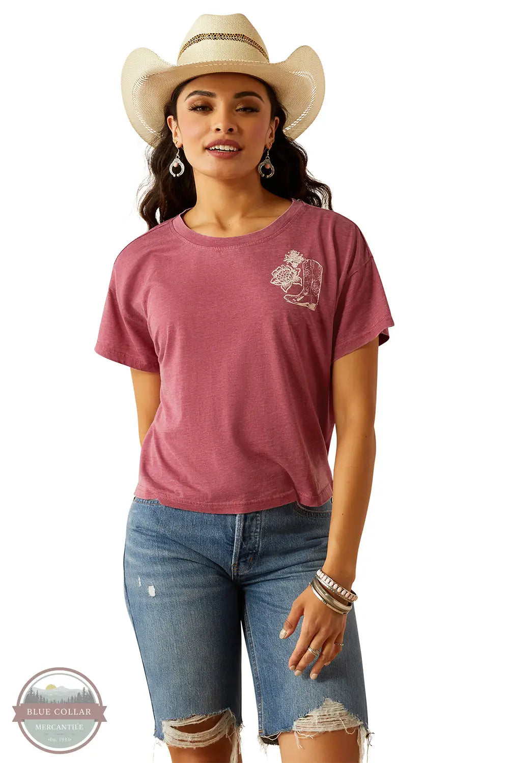 Ariat 10055138 Always Ramblin' Shirt Sleeve T-Shirt in Pink, front