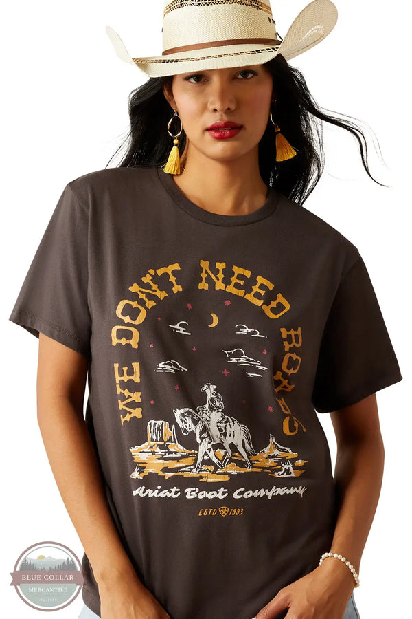 Ariat 10055163 We Don't Need Roads Short Sleeve T-Shirt in Brown, front